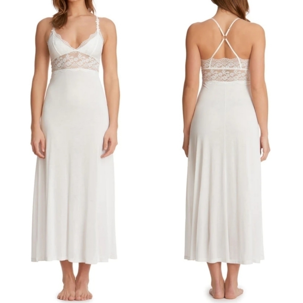 New Monique Lhuillier X Hanky Panky Bouquet Lace Slip Long Gown NWT Size Large